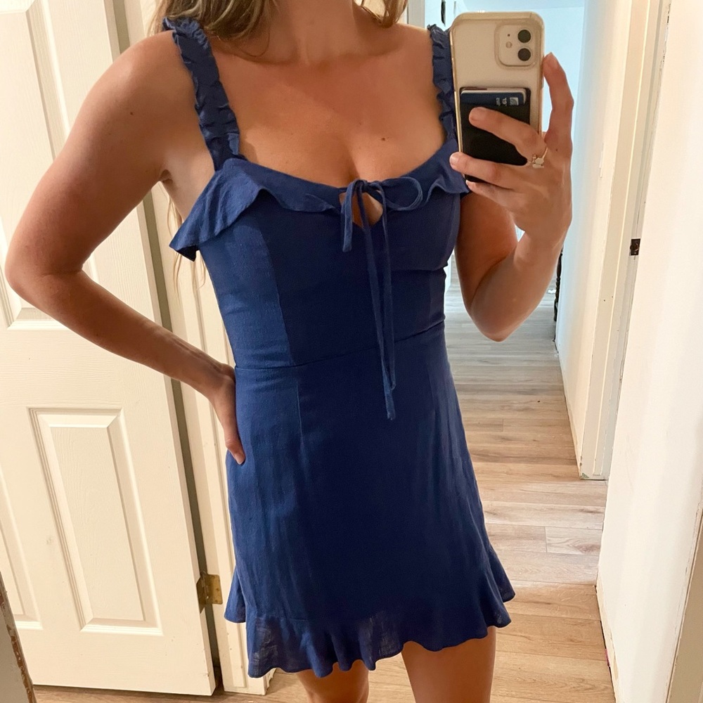 Lulus blue ruffle mini dress